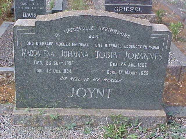 JOYNT Tobia Johannes 1897-1956 &amp; Magdalena Johanna 1895-1984