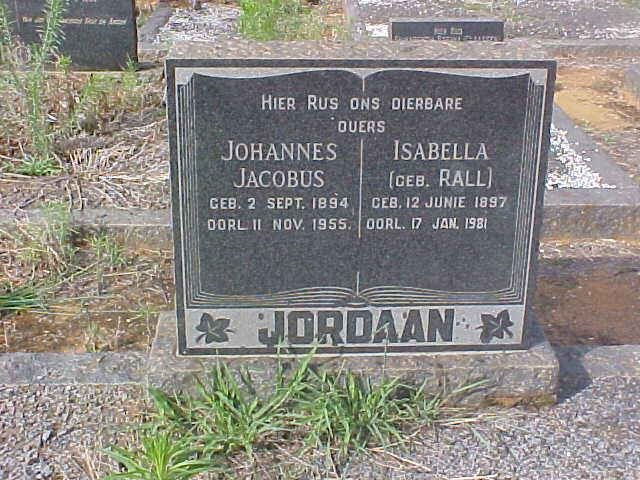 JORDAAN Johannes Jacobus 1894-1955 &amp; Isabella RALL 1897-1981
