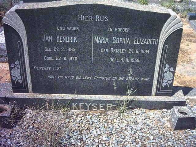 KEYSER Jan Hendrik 1885-1970 &amp; Maria Sophia Elizabeth BRISLEY 1894-1958