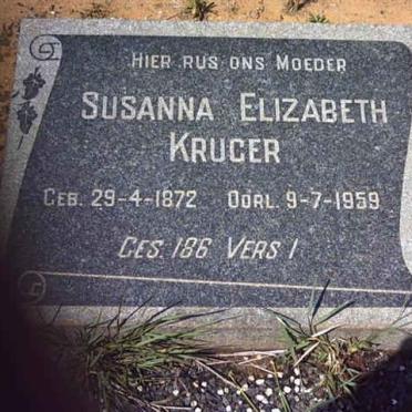 KRUGER Susanna Elizabeth 1872-1959