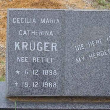 KRUGER Cecilia Maria Catherina RETIEF 1898-1988