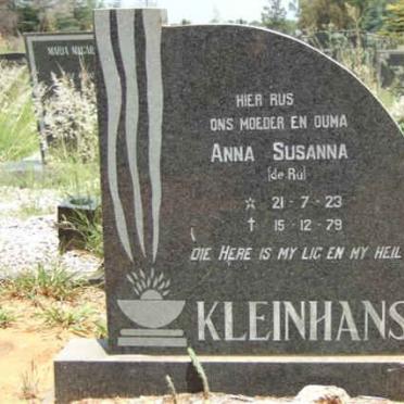 KLEINHANS Anna Susanna nee DE RU 1923-1979 :: KLEINHANS Cornelius Elias 1948-1994