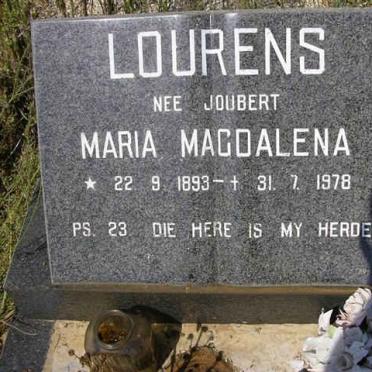 LOURENS Maria Magdalena nee JOUBERT 1893-1978