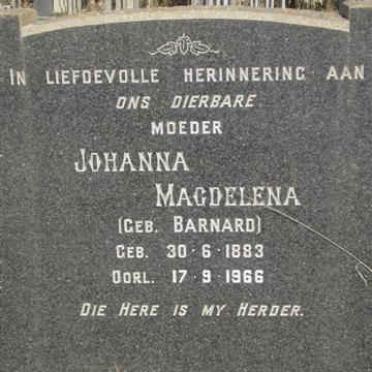 LUBBE Johanna Magdalena nee BARNARD 1883-1966
