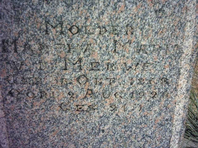 MERWE Martha Maria, van der 1868-1928