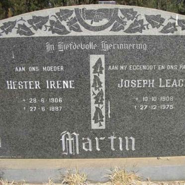 MARTIN Joseph Leach 1908-1975 7 Hester Irene 1906-1987