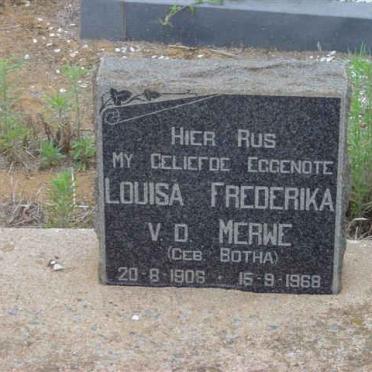 MERWE Louisa Frederika, v.d. nee BOTHA 1906-1968