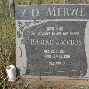 MERWE Barend Jacobus, van der 1901-1961