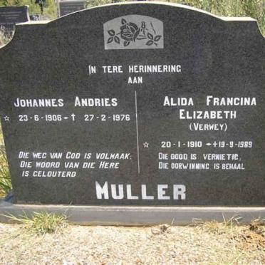 MULLER Johannes Andries 1906-1976 &amp; Alida Francina Elizabeth VERWEY 1910-1989