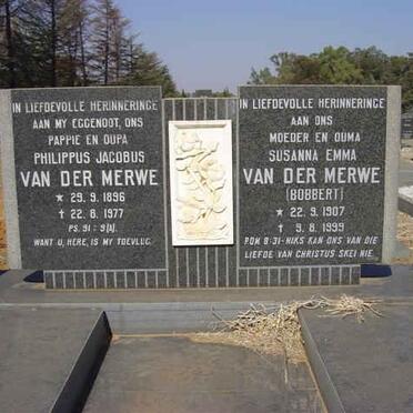 MERWE Philippus Jacobus, van der 1896-1977 &amp; Susanna Emma BOBBERT 1907-1999