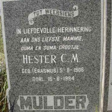 MULDER Hester C.M. nee ERASMUS 1906-1994
