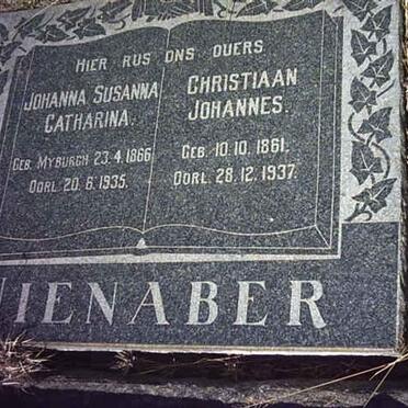 NIENABER Christiaan Johannes 1861-1937 &amp; Johanna Susanna Catharina MYBURGH 1866-1935