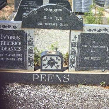 PEENS Jacobus Frederick Johannes 1888-1959 &amp; Elsie Petronella 18?5-1958
