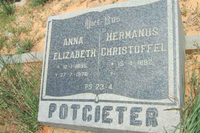 POTGIETER Hermanus Christoffel 1892 &amp; Anna Elizabeth 1896-1976