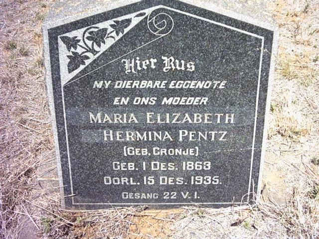 PENTZ Maria Elizabeth Hermina nee CRONJE 1863-1935