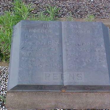 PEENS Frederick &amp; Hester Magdalena nee JANSEN VAN RENSBURG