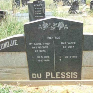 PLESSIS Neels, du 1912- &amp; Blondjie 1926-1976 