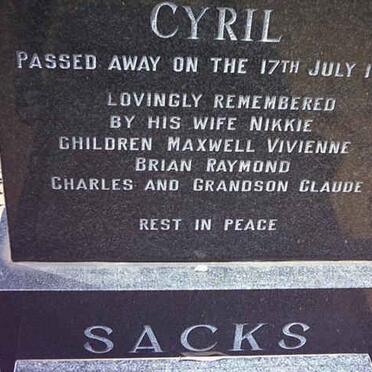 SACKS Cyril -1982