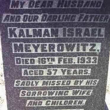 MEYEROWITZ Kalman Israel -1933