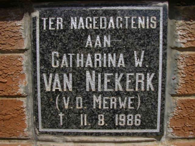 NIEKERK Catharina W., van nee VAN DER MERWE  -1986