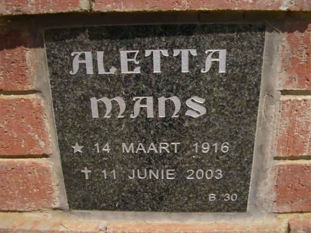 MANS Aletta 1916-2003