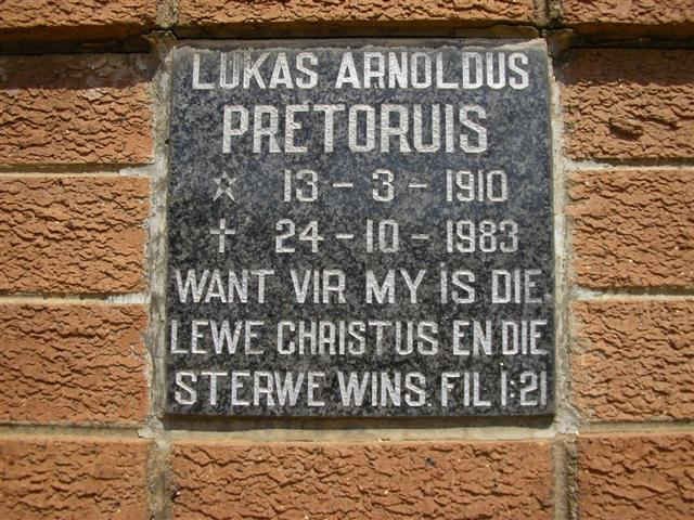PRETORIUS Lukas Arnoldus 1910-1983