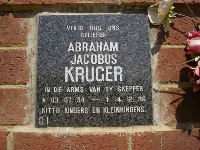 KRUGER Abraham Jacobus 1934-1996