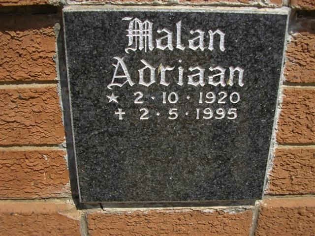 MALAN Adriaan 1920-1995