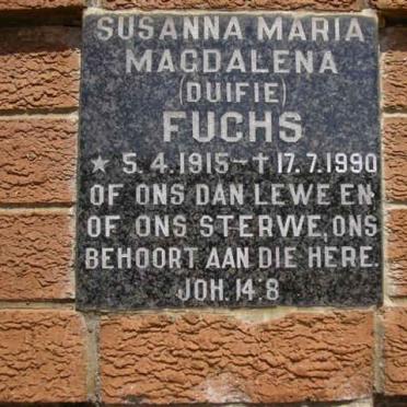 FUCHS Susanna Maria Magdalena 1915-1990