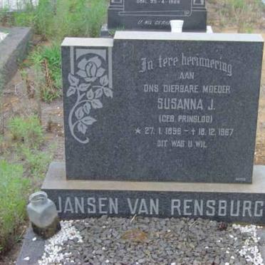 RENSBURG Susanna J., Janse van nee PRINSLOO 1896-1967