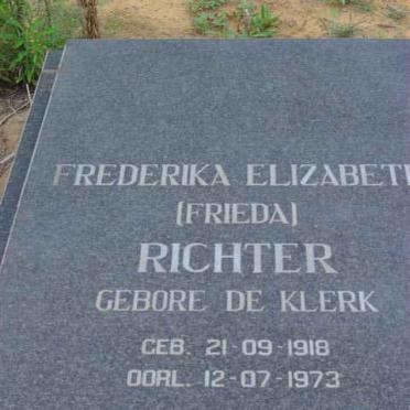 RICHTER Frederika Elizabeth nee DE KLERK 1918-1973