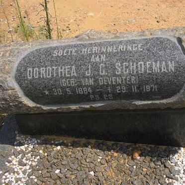 SCHOEMAN Dorothea J.C. nee VAN DEVENTER 1884-1971