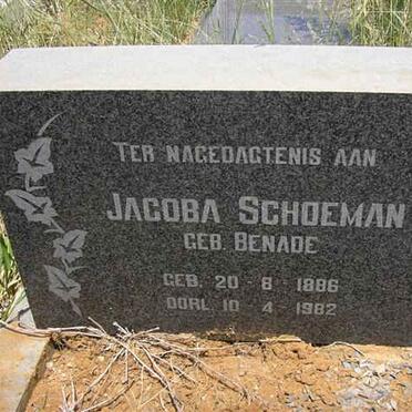 SCHOEMAN Jacoba nee BENADE 1886-1982