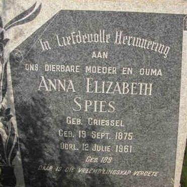 SPIES Anna Elizabeth nee GRIESSEL 1875-1961