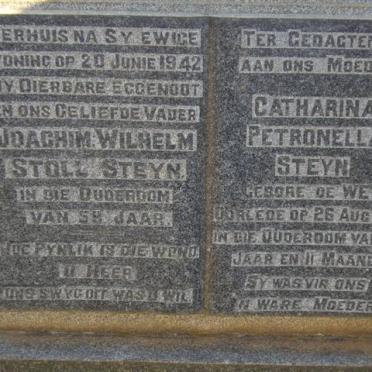 STEYN Joachim Wilhelm Stoll -1942 &amp; Catharina Petronella DE WET -1956