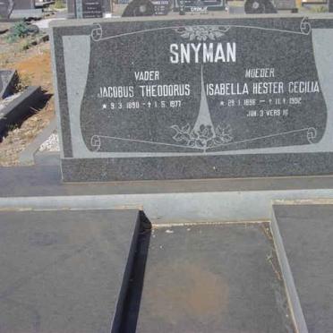 SNYMAN Jacobus Theodorus 1890-1977 &amp; Isabella Hester Cecilia 1896-1992