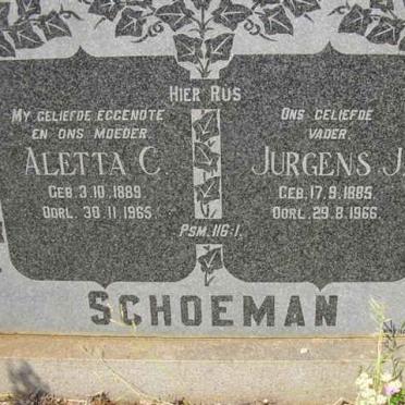SCHOEMAN Jurgens J.1885-1966 &amp; Aletta C.1889-1965