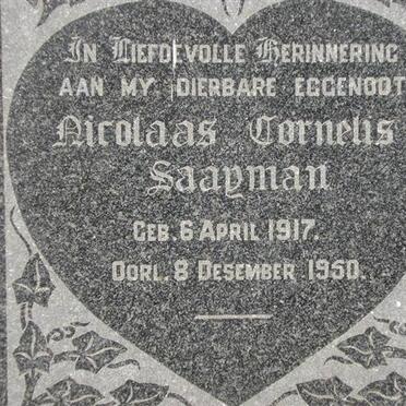 SAAYMAN Nicolaas Cornelis 1917-1950