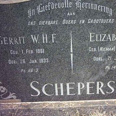 SCHEPERS Gerrit W.H.F. 1861-1933 &amp; Elizabeth NIEMAN 1864-1957