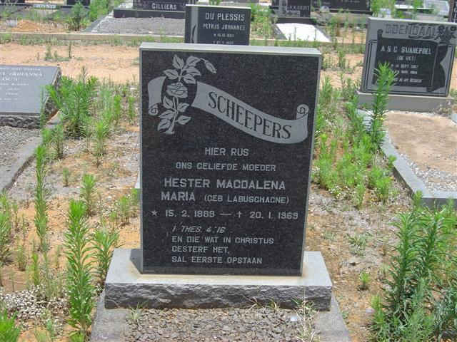 SCHEEPERS Hester Magdalena Maria nee LABUSCHAGNE 1889-1969