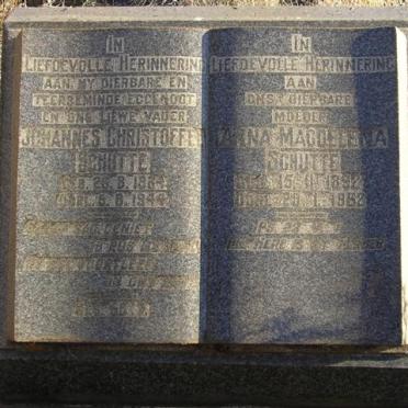 SCHUTTE Johannes Christoffel 1884-1944 &amp; Anna Magdalena 1892-1962