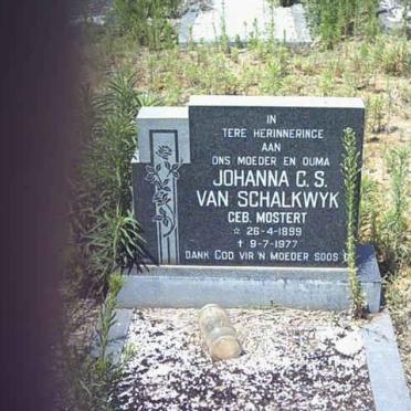 SCHALKWYK Johanna G.S., van nee MOSTERT 1899-1977
