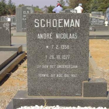 SCHOEMAN Andre Nicolaas 1958-1977 :: SCHOEMAN Hennie 1935-2002