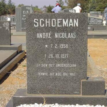 SCHOEMAN Andre Nicolaas 1958-1977 :: SCHOEMAN Hennie 1935-2002