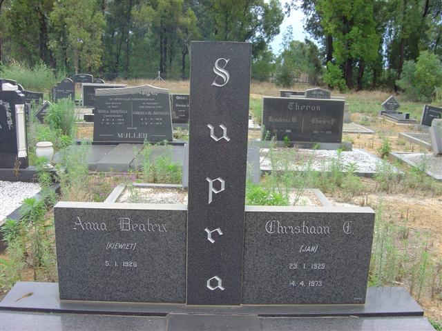 SUPRA Christiaan C. 1925-1973 &amp; Anna Beatrix 1928-