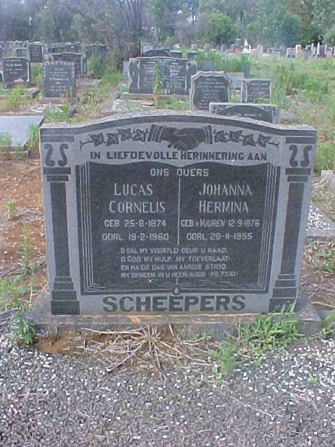 SCHEEPERS Lucas Cornelis 1874-1960 &amp; Johanna Hermina V. VUUREN 1876-1955