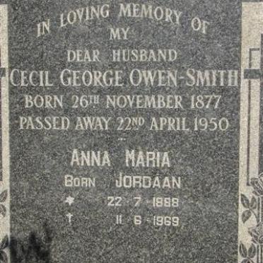 SMITH Cecil George Owen 1877-1950 &amp; Anna Maria JORDAAN 1888-1969