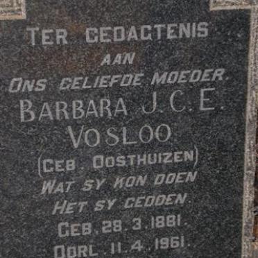 VOSLOO Barbara J.C.E. néé OOSTHUIZEN 1881-1961