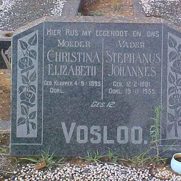 VOSLOO Stephanus Johannes 1891-1955 &amp; Christina Elizabeth KLOPPER 1895-