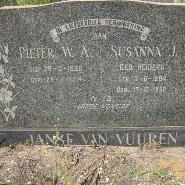 VUUREN Pieter W.A., Janse van 1888-1974 &amp; Susanna J. HEIBERG 1894-1962